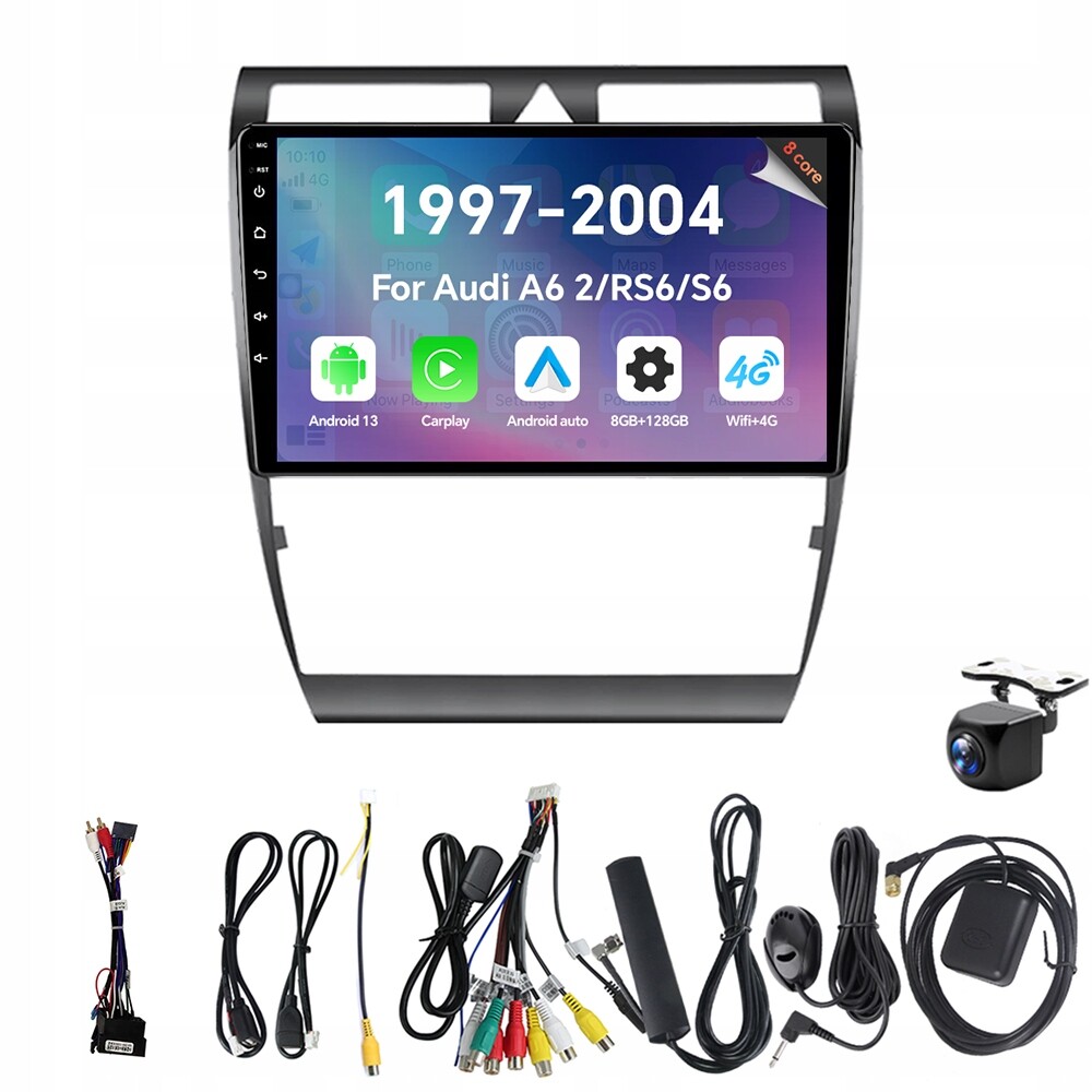 Autorádio Eunavi 2Din s Androidem 13 pro Audi A6 C5 1997-2004 S6 2 1999-2004