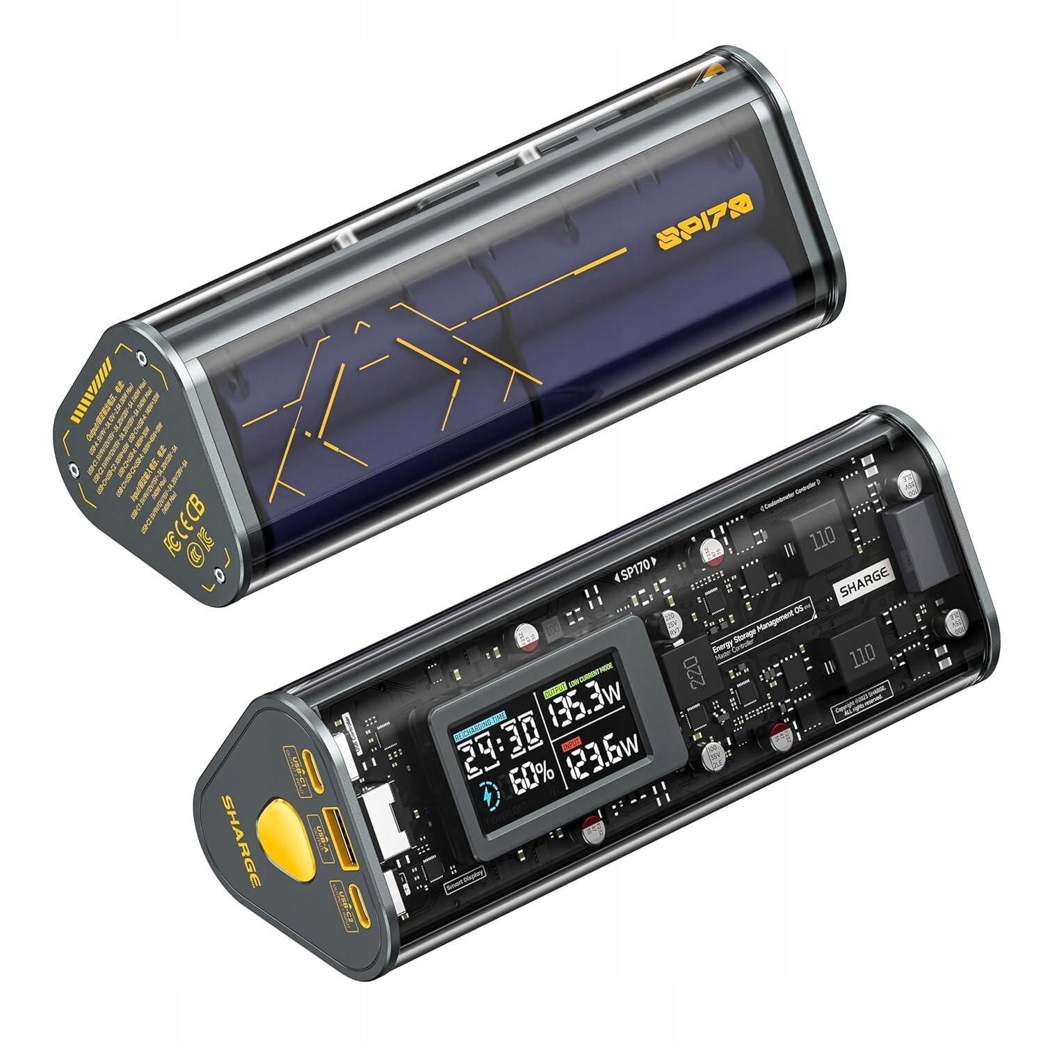 Powerbanka Sharge 24000 Mah 170W Přenosná Nabíječka Pro Notebook A Smart Displej