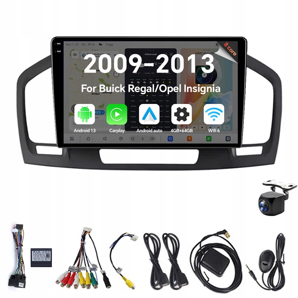 2Din Android 13 autorádio pro Buick Regal Opel Insignia 2009-2013 4G 64G