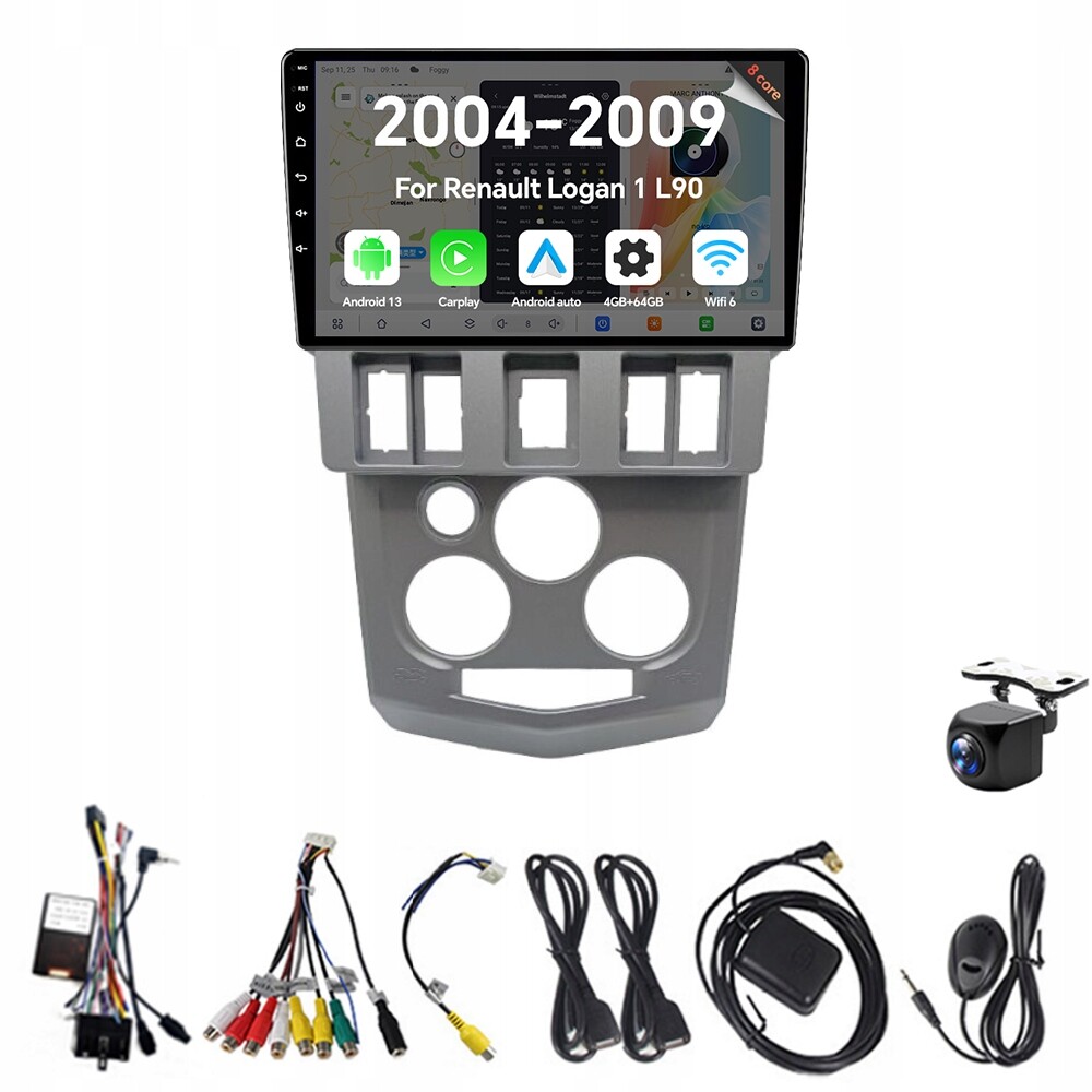 2Din Android 13 autorádio pro Renault Logan 1 L90 2004-2009 Carplay 4G 64G