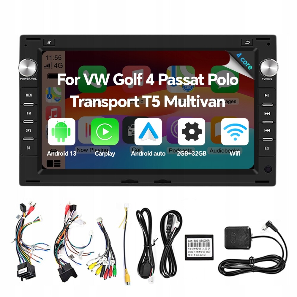 Autorádio Eunavi Android 13 pro Vw Golf 4 Passat Polo Transport T5 Multivan