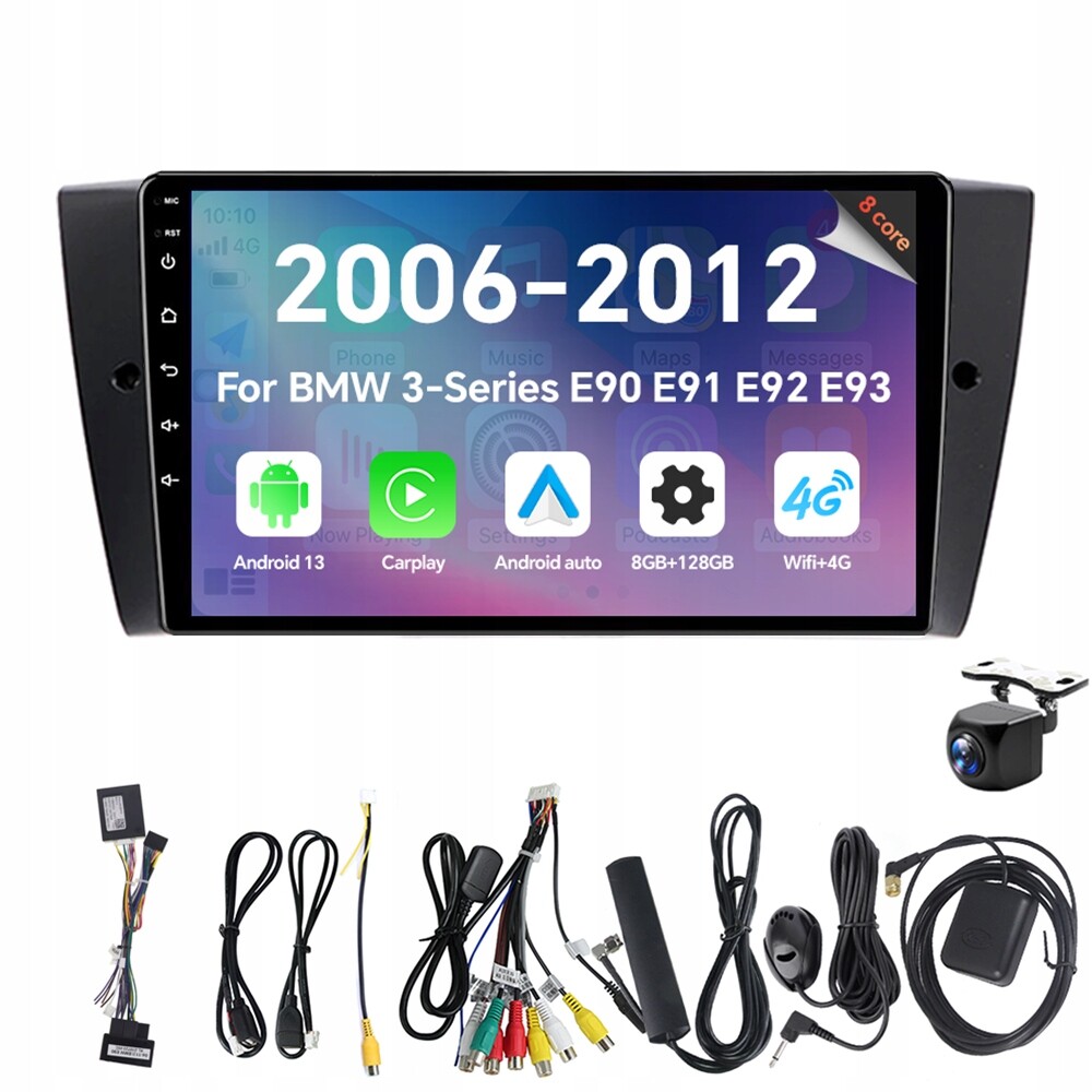 Autorádio Eunavi 2Din s Androidem 13 pro Bmw řady 3 E90 E91 E92 E93 2006-2012