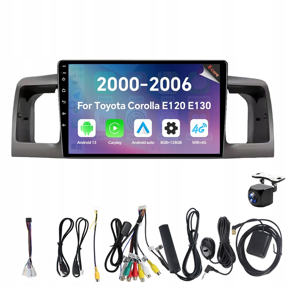 Autorádio Eunavi 2Din s Androidem 13 pro Toyota Corolla E120 E130 2000-2006 4G