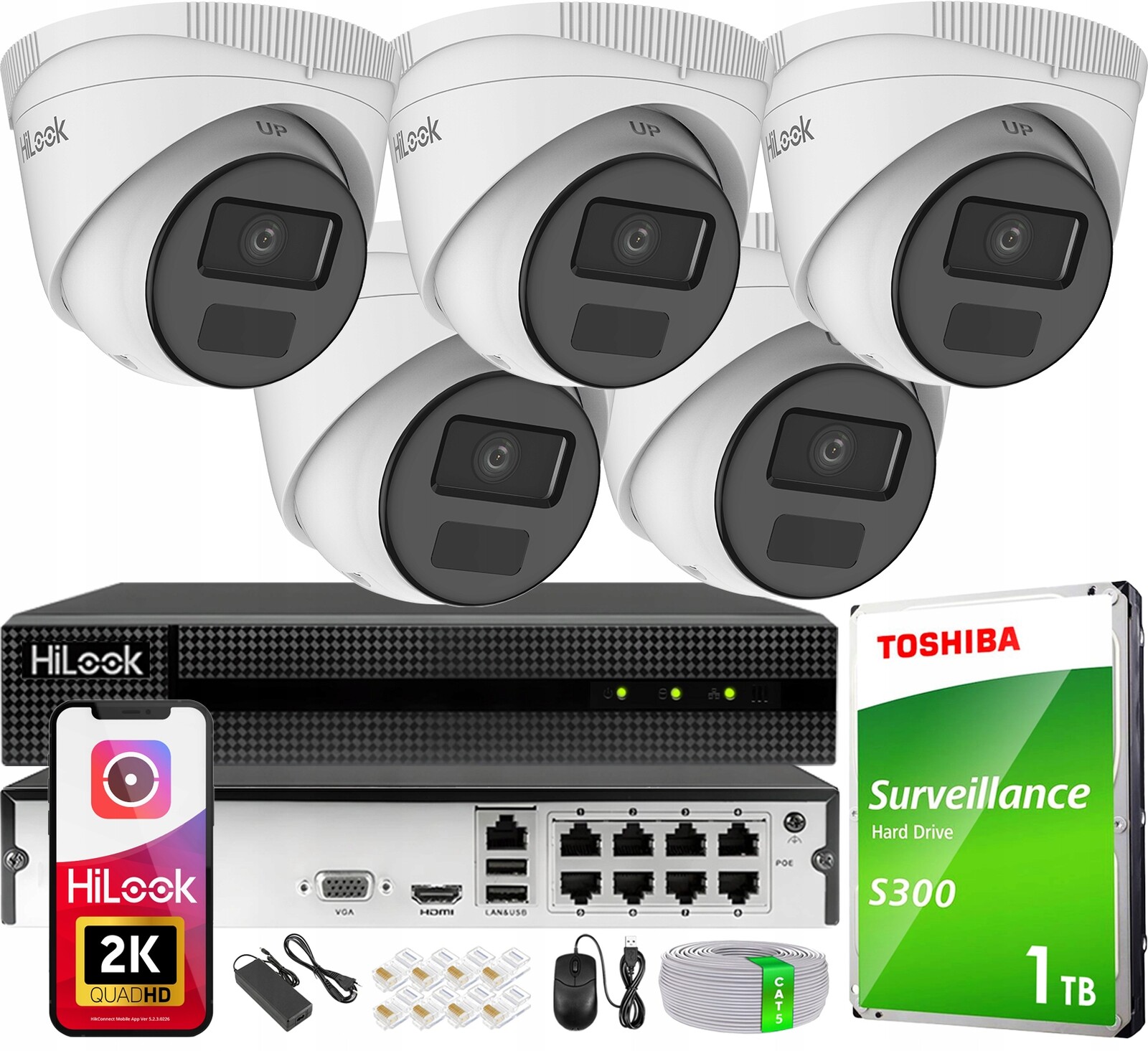 Venkovní Ip monitorovací sada 5 kamer IPCAM-T4-P Záznamník 8CH PoE