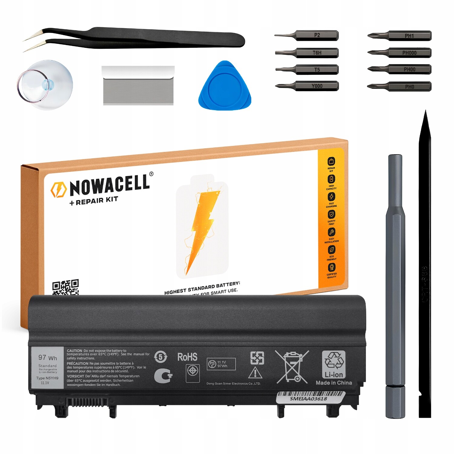 Baterie N5YH9 VV0NF pro Dell Latitude E5440 E5540 P44G 11,1V 97 Wh