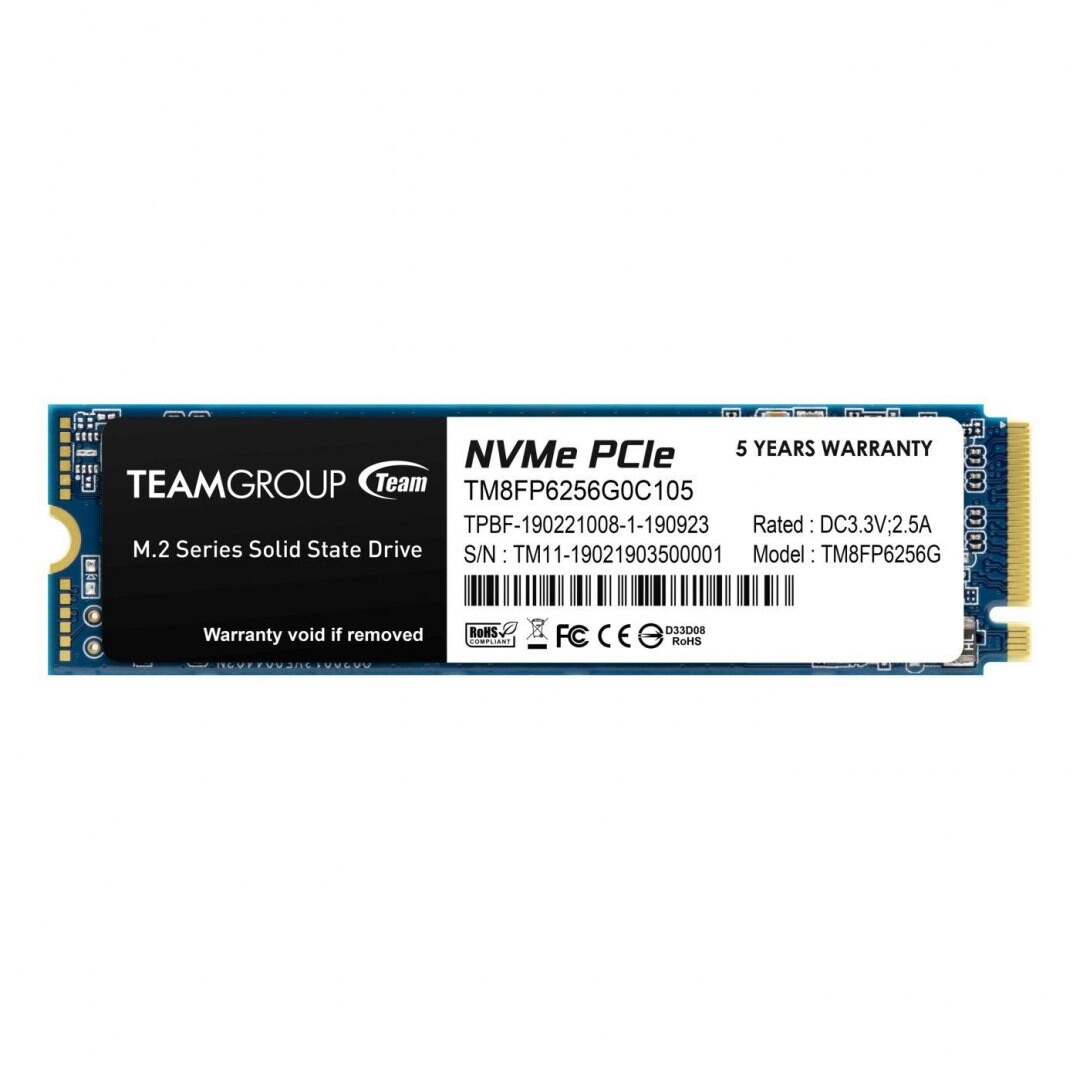 Ssd disk Team Group MP33 256GB M.2 2280 PCIe NVMe (1600/1000 MB/s)