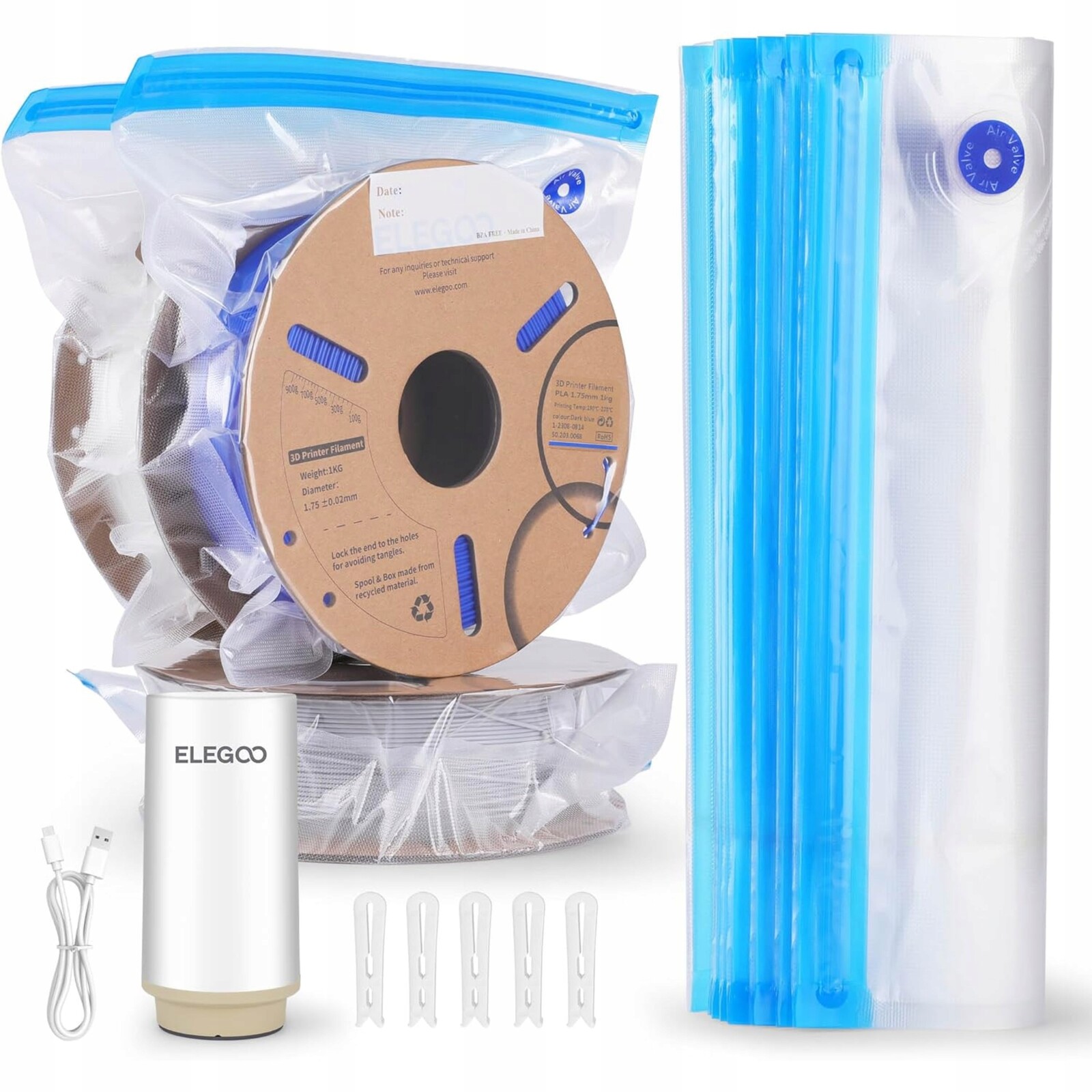 Vakuová sada pro filament Elegoo 30 sáčků, čerpadlo 60 kPa 3D