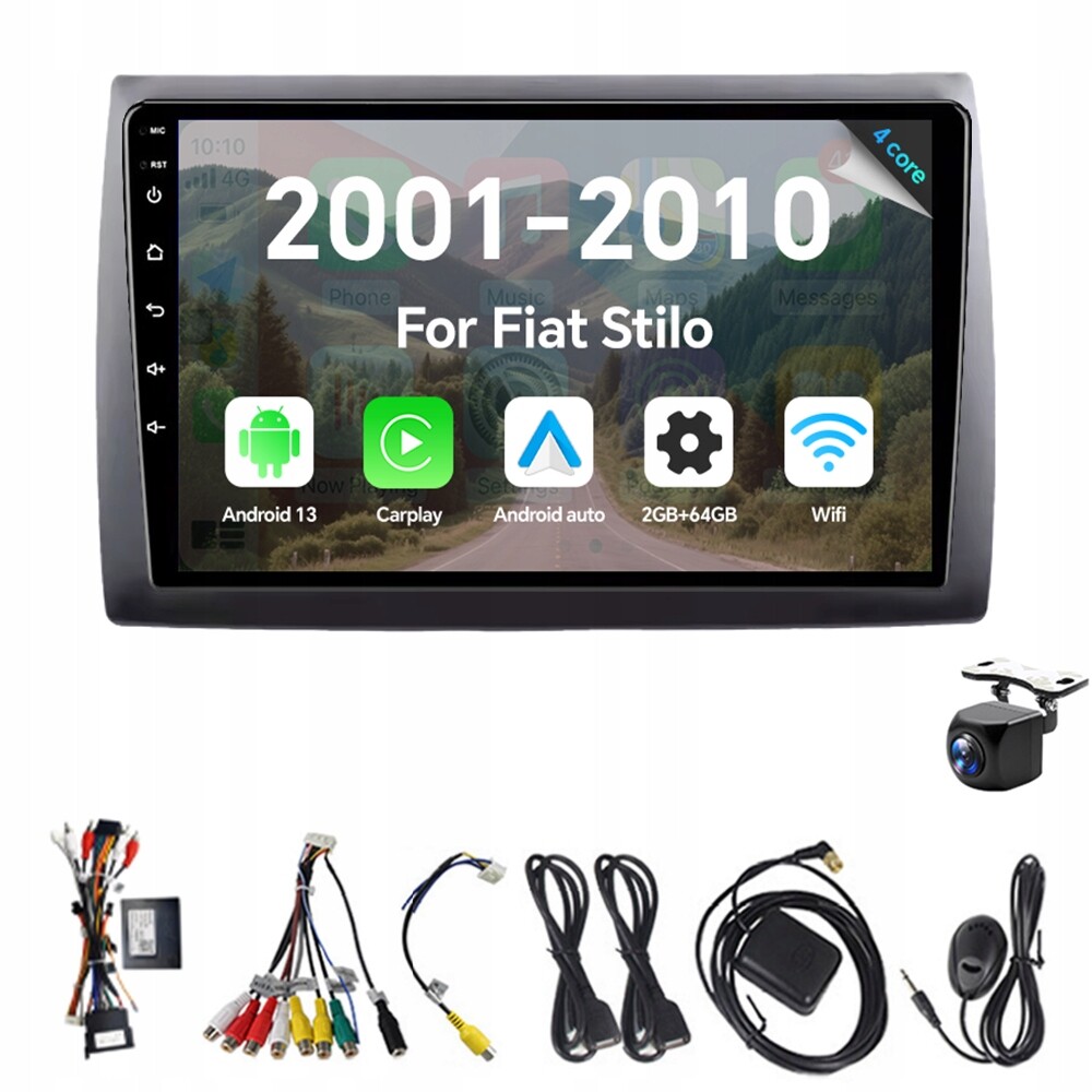 2Din Android 13 autorádio pro Fiat Stilo 2001-2010 Carplay Gps Rds