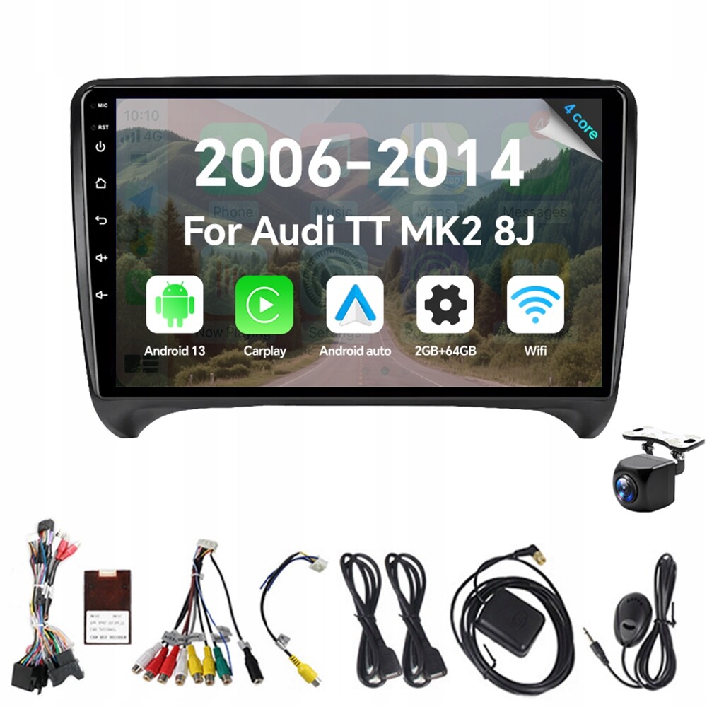 2Din Android 13 Autorádio pro Audi Tt MK2 8J 2006-2014 2G 64G Carplay Gps