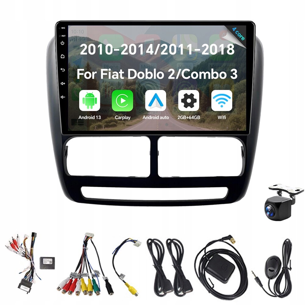 2Din Android 13 autorádio pro Fiat Doblo 2 2010-2014 2G 64G Carplay Gps