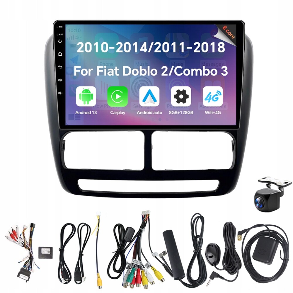 Autorádio Eunavi 2Din s Androidem 13 pro Fiat Doblo 2 2010-2014 Opel Combo 3