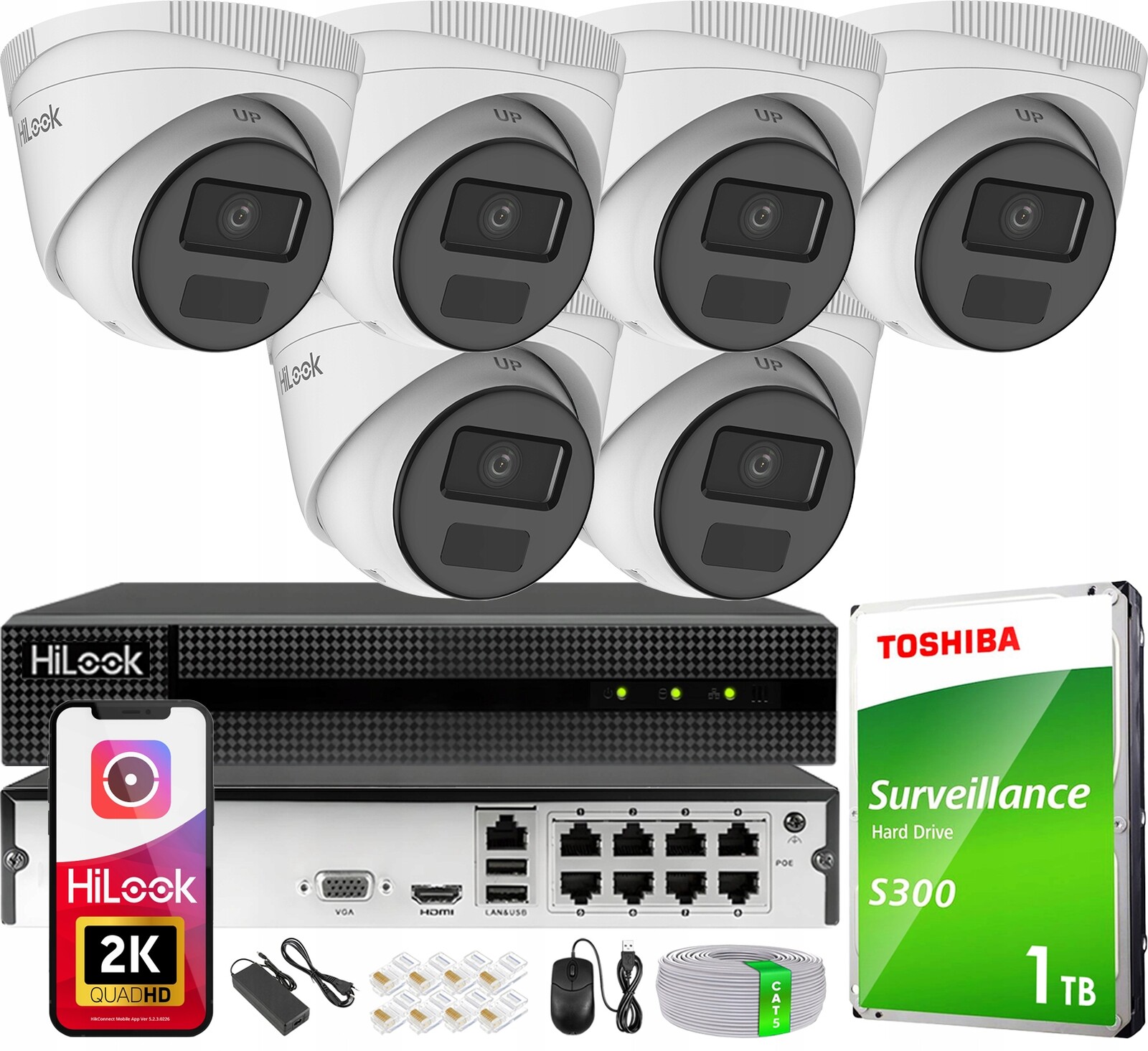 Sada monitorování Ip 6 kamer 4Mpx pro rozšíření záznamníku 8 kanálů PoE