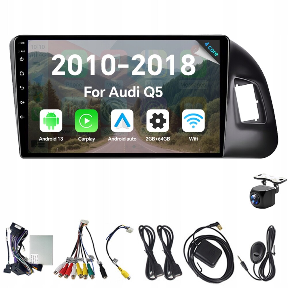 2Din Android 13 autorádio pro Audi Q5 2010-2018 2G 64G Carplay Gps Rds