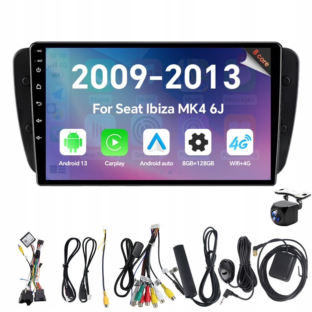 Autorádio Eunavi 2Din s Androidem 13 pro Seat Ibiza MK4 6J 2009-2013 s Carplay