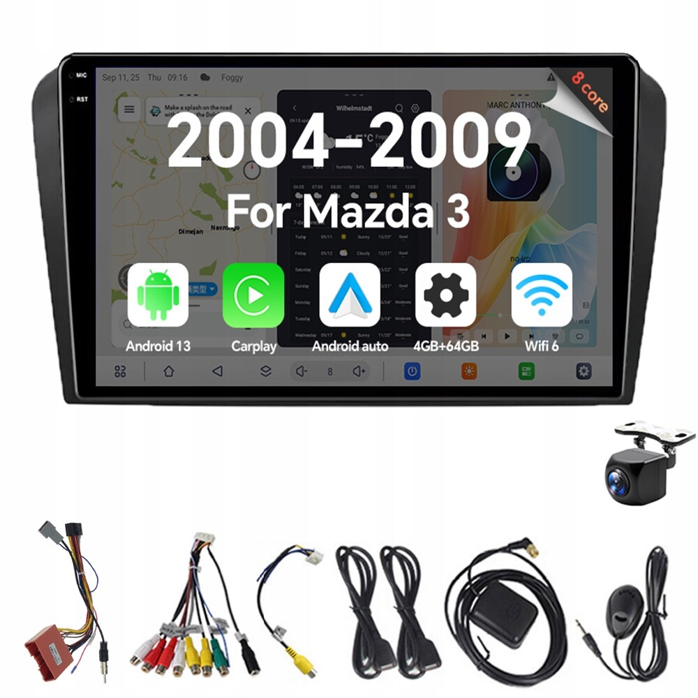 Autorádio 2Din Android 13 pro Mazda 3 Mazda3 2004-2009 Carplay 4G 64G