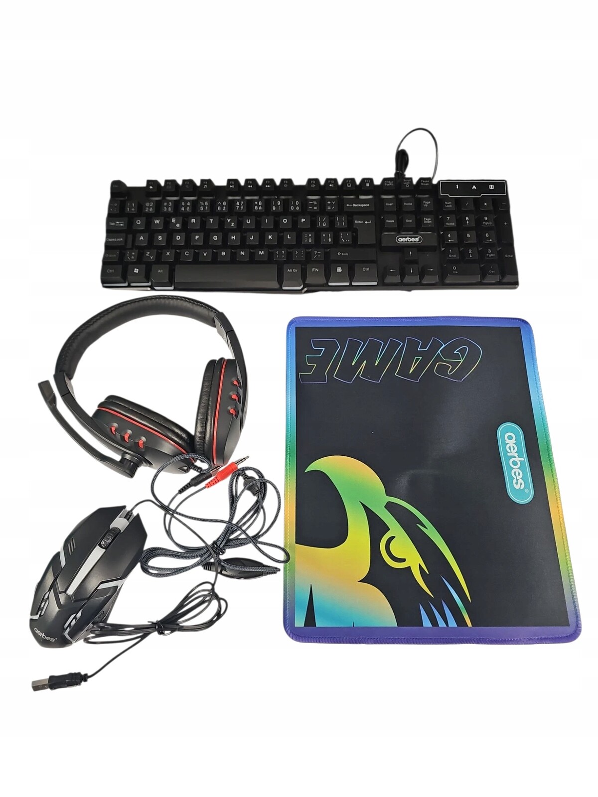 Herní set Aerbes AB-D004 4 v 1 Rgb klávesnice myš headset a podložka pod