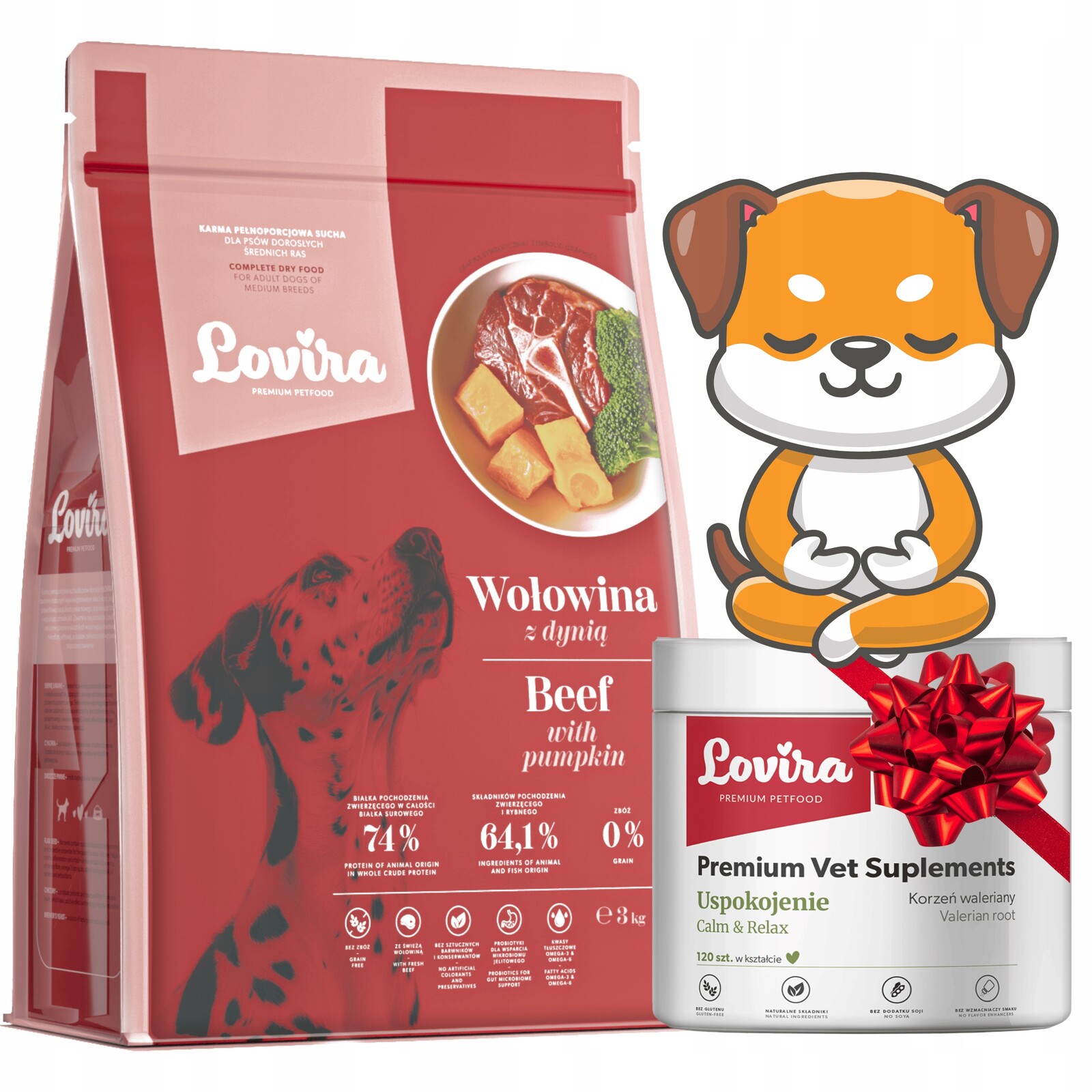 Krmivo Suché Hovězí Maso Dárek Doplňky Pro Psa Na Stres 120 ks zklidnění