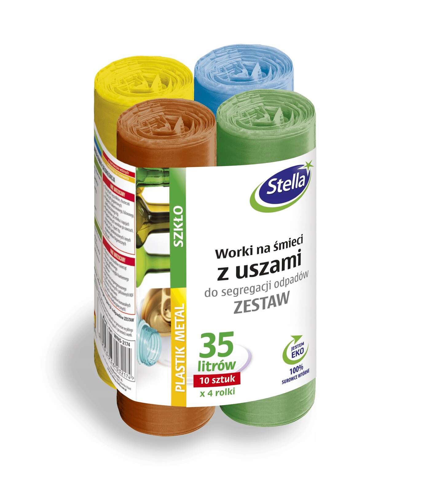 5x Stella Pytle na odpadky s ušima na tříděný odpad 35L 4x10 ks