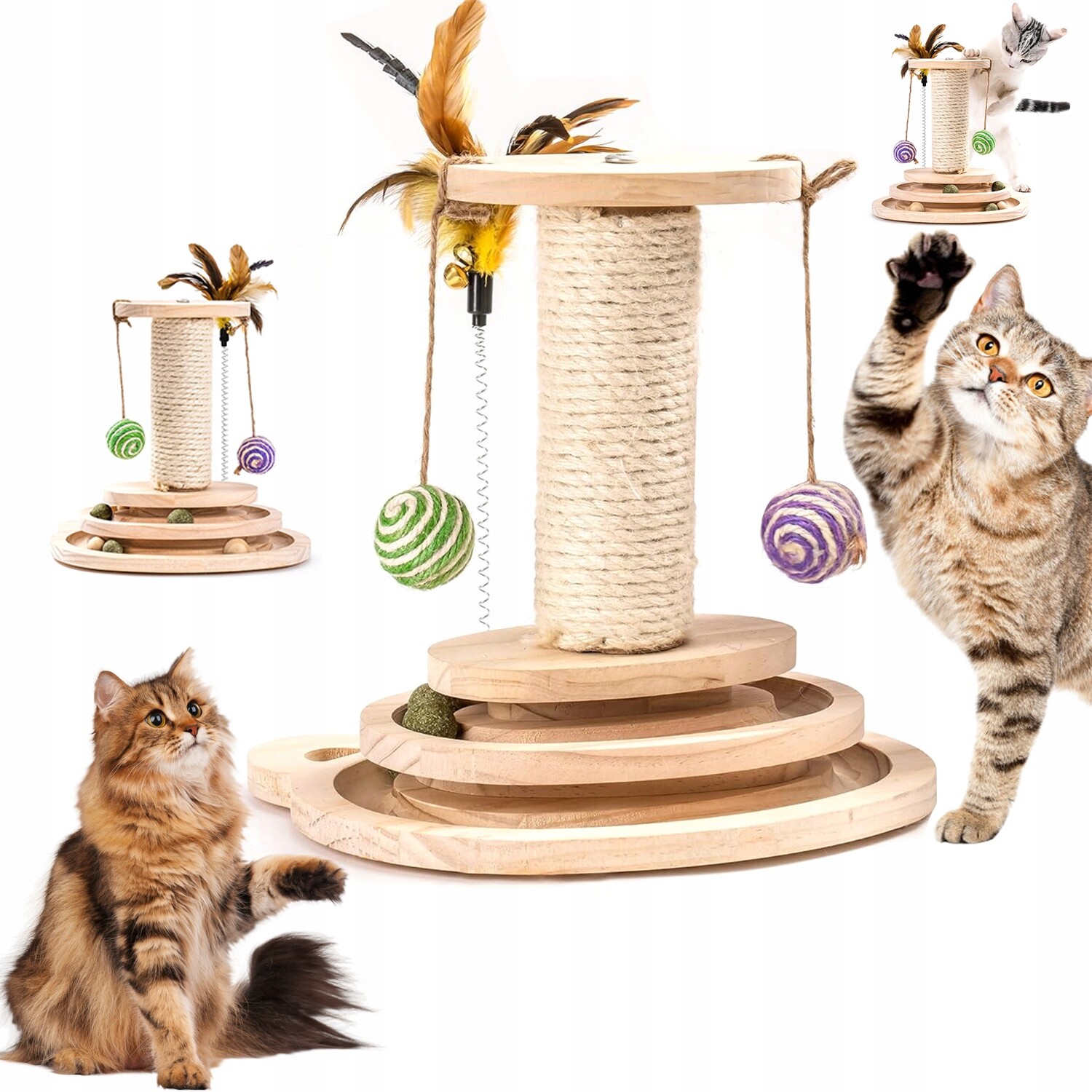 Hračka Pro Kočky Se Dvěma Úrovněmi Kolejí A Škrábacími Prvky