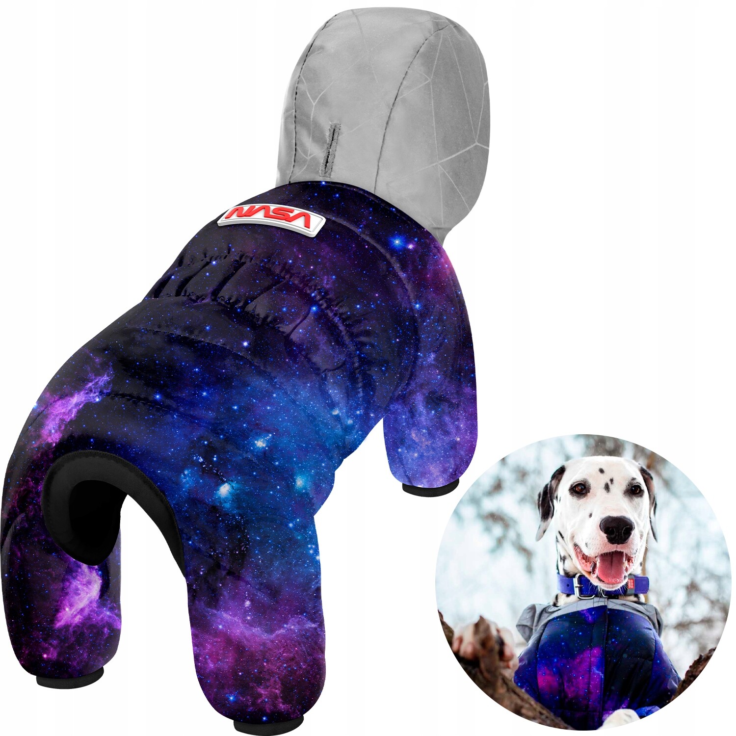 Kombinéza pro psa s reflexní kapucí zimní lehká NASA21, velikost S (S40)