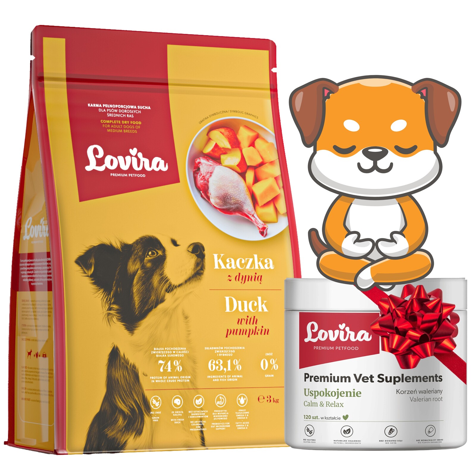 Krmivo Suchá Kachna Dárek Doplňky Pro Psa Na Stres 120 ks uklidnění