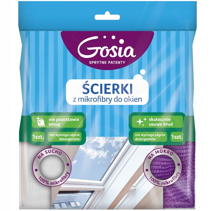 5X Gosia Utěrka Mikrovlákno na mytí oken a-2ks