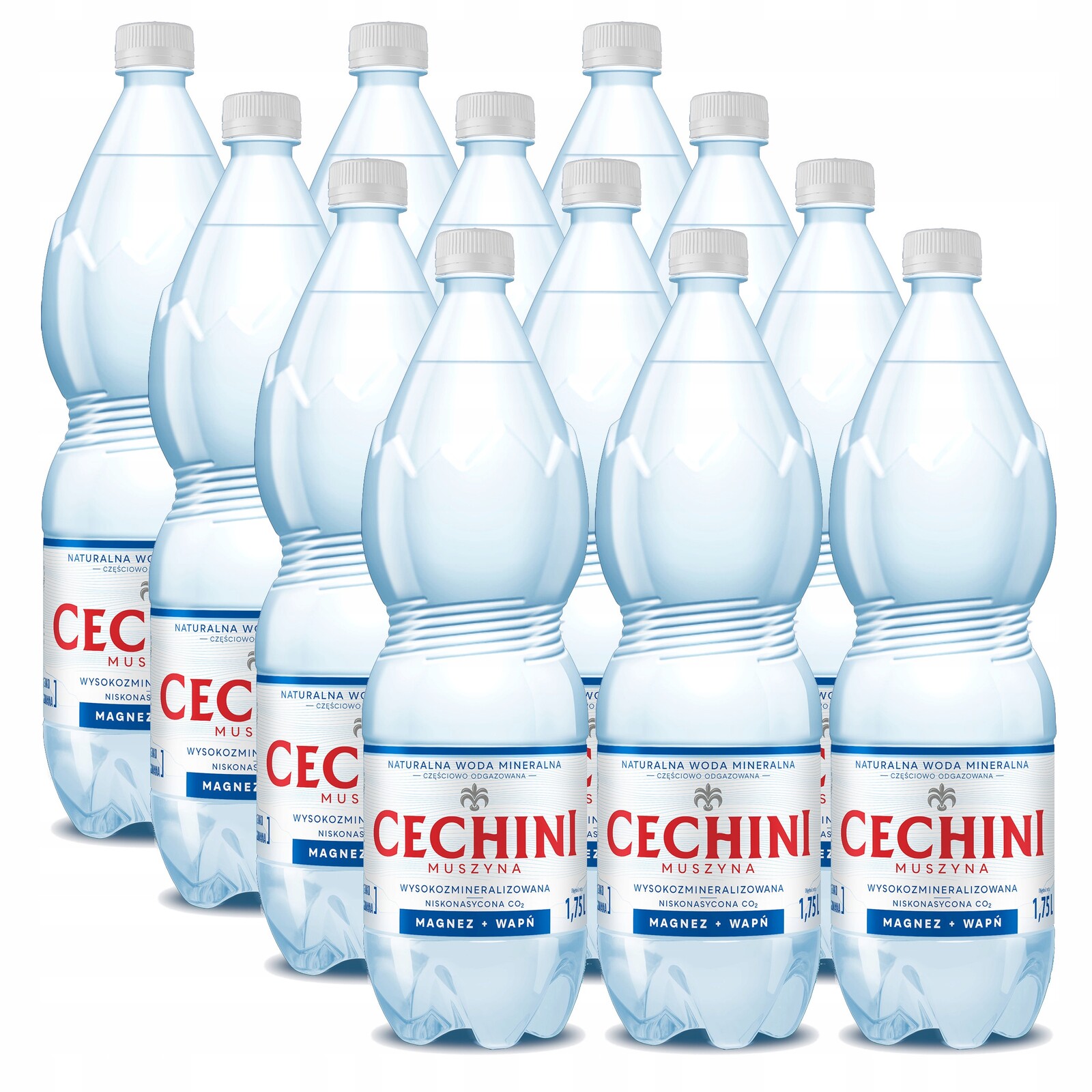 12 x nízkonasycená voda Cechini Muszyna s vysokou mineralizací 1,75 l