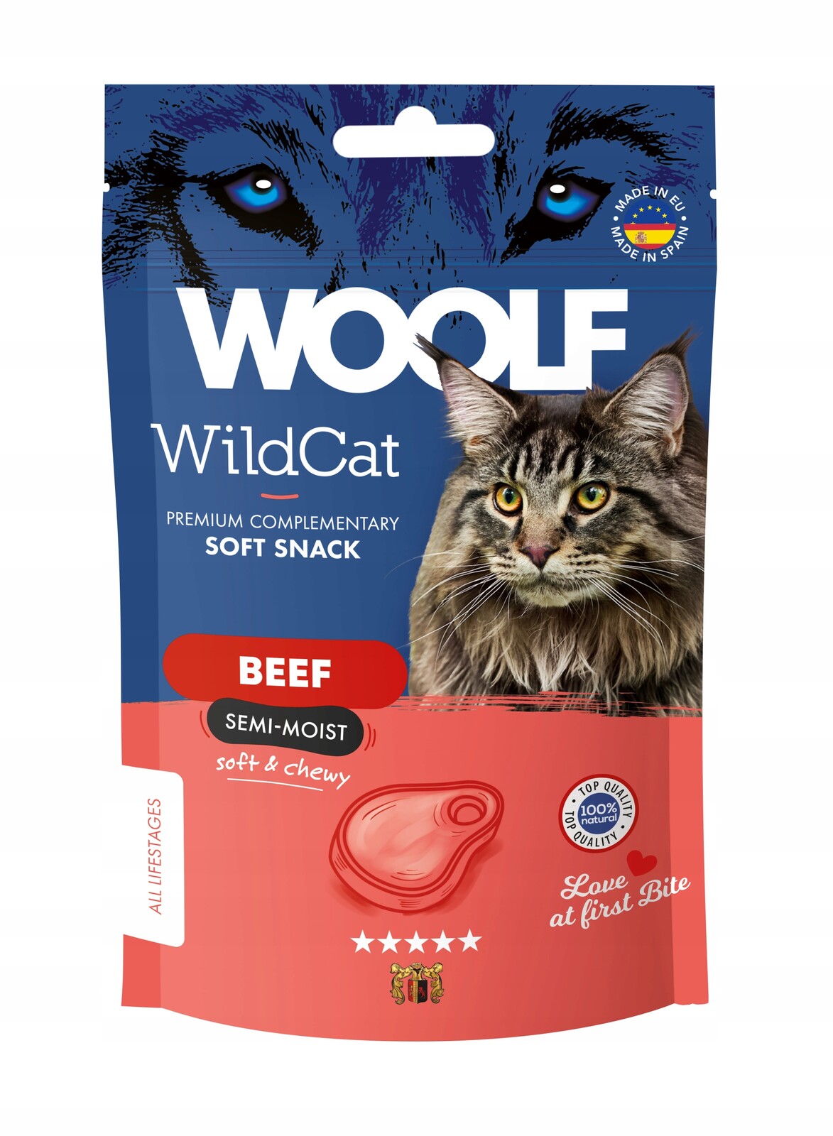 6x Woolf WildCat Snacks Beef 50 g pochoutky pro kočky hovězí maso 50 g