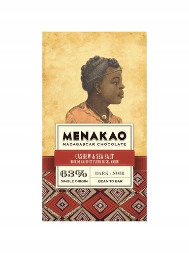 2x Menakao tmavá čokoláda 63% solené kešu ořechy 75 g