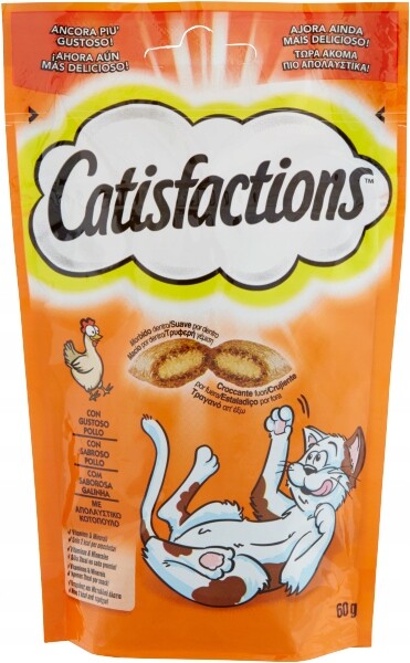 6X Catisfactions chicken pamlsek pro kočky 60 g křupky snack kuře