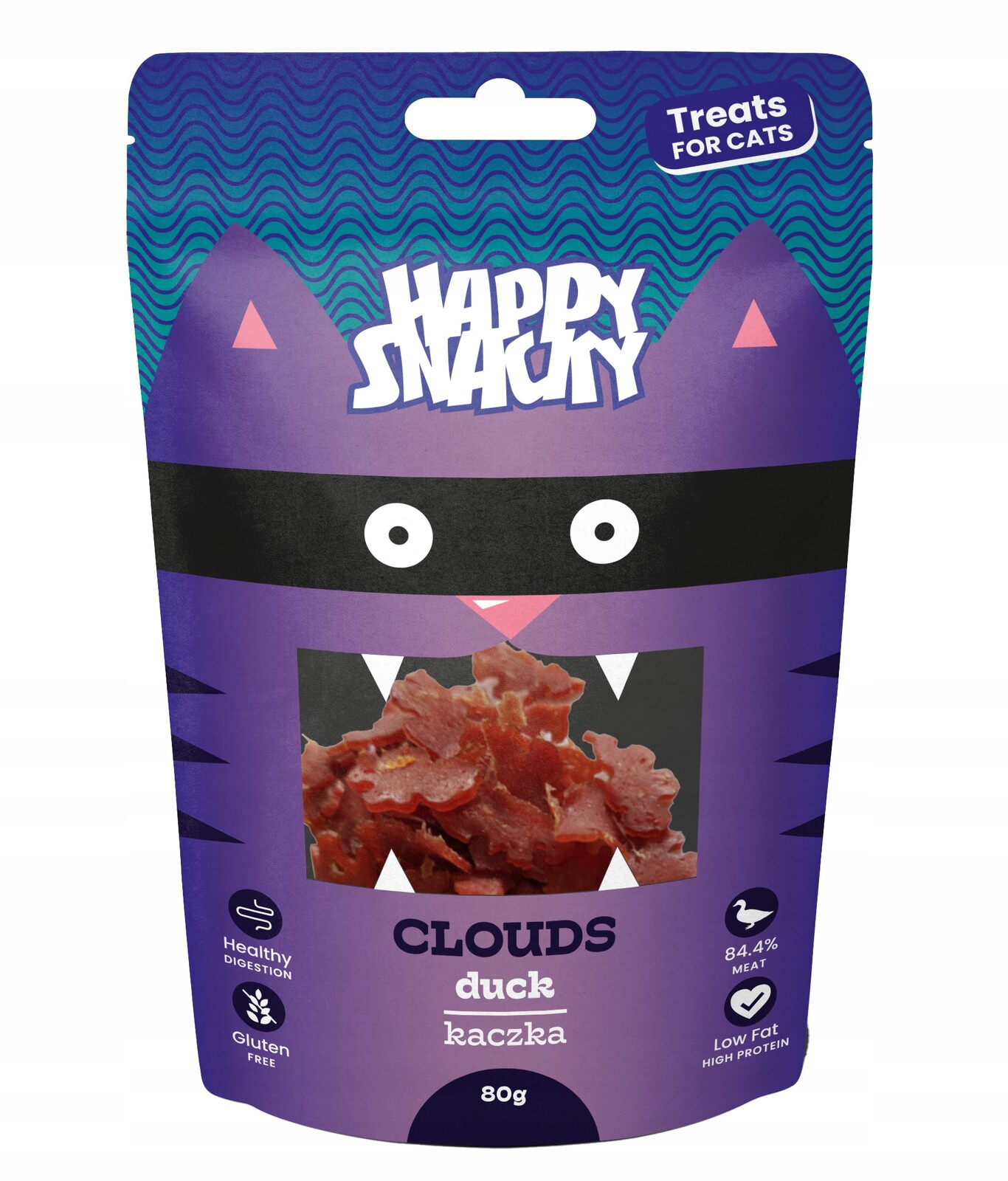 6 x Happy Snacky Mraky s kachnou, mokré pamlsky pro kočky 80 g