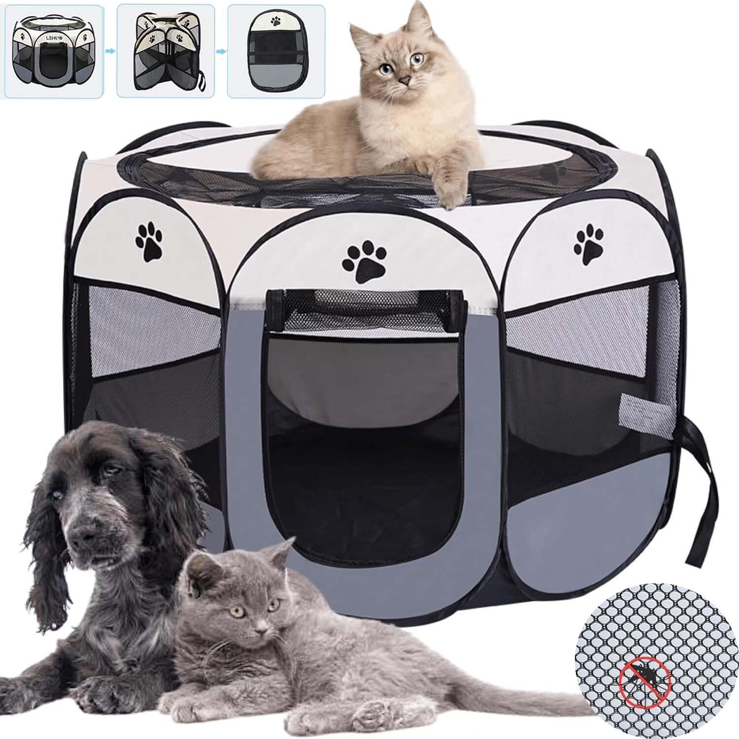 Skládací Kotec Pro Psa Kočku Králíka Štěňat Pelíšek Do Domácnosti 74X74X43 CM