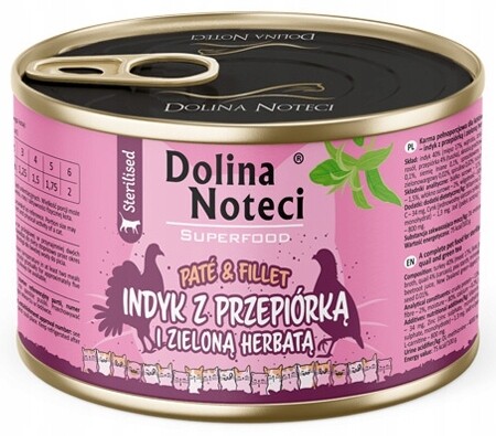 6 x Dolina Noteci Superfood vlhké krmivo pro kočky po sterilizaci krůta 185 g