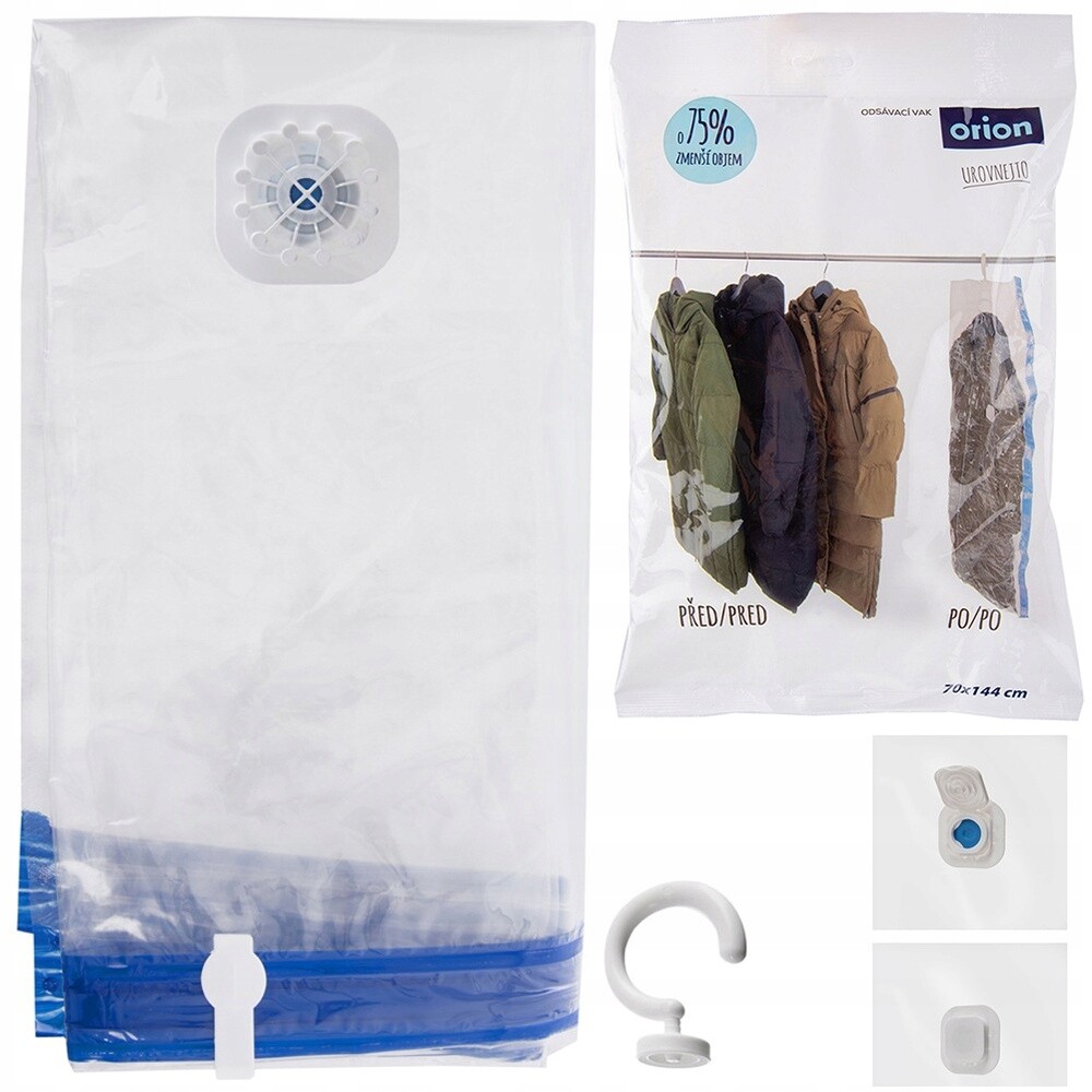 Vakuový sáček na oblečení a ložní prádlo s ramínkem 70x144 cm