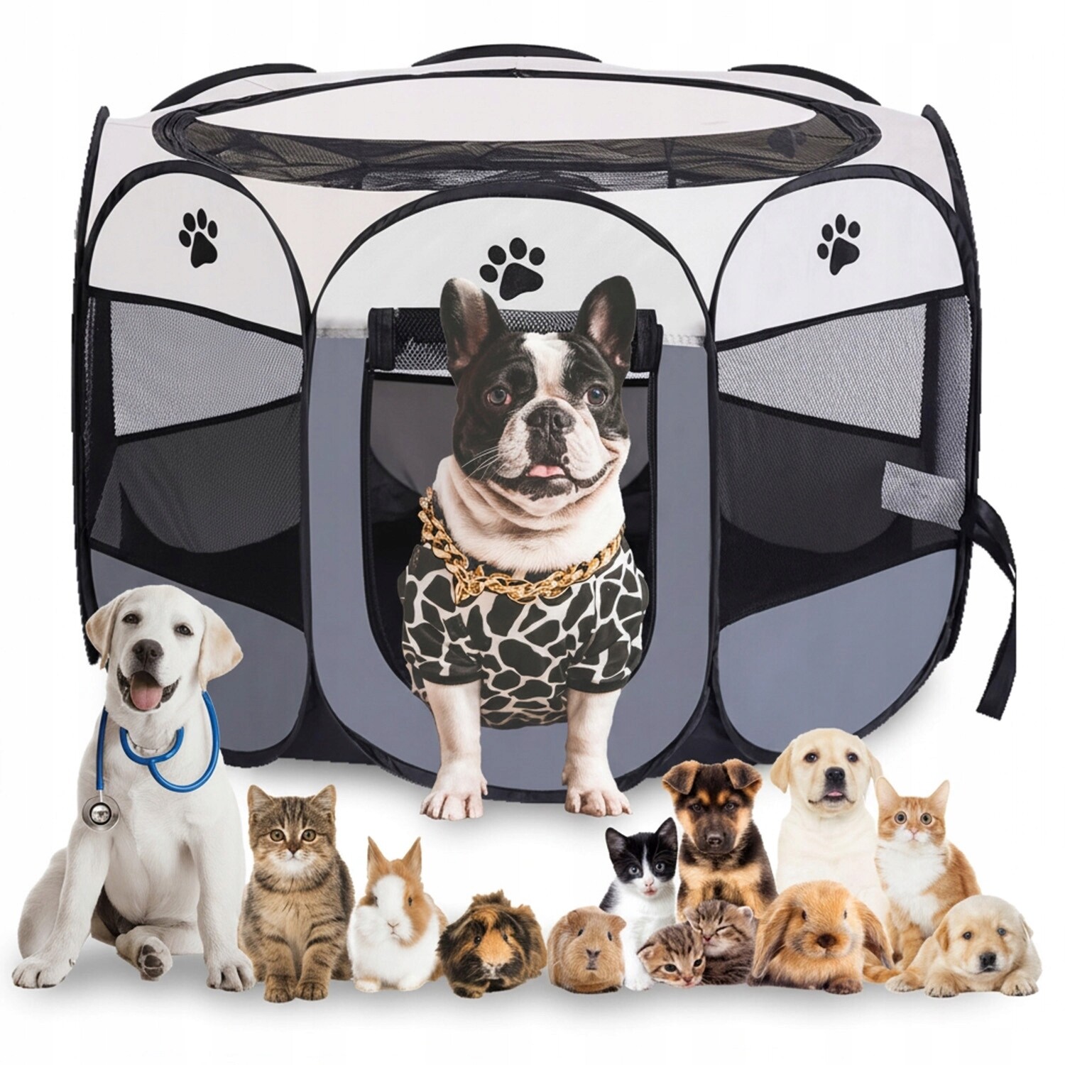 Kotec Pro Zvířata Psa Kočku Králíka Do Domácnosti, Skládací, Bezpečná Ventilace