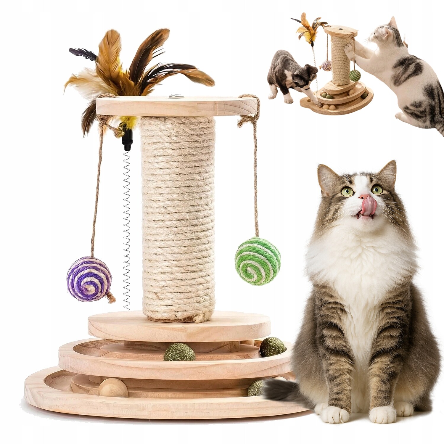 Škrabadlo Pro Kočky Věž Sloupek nízký Velký Sisal Provázek Hračka