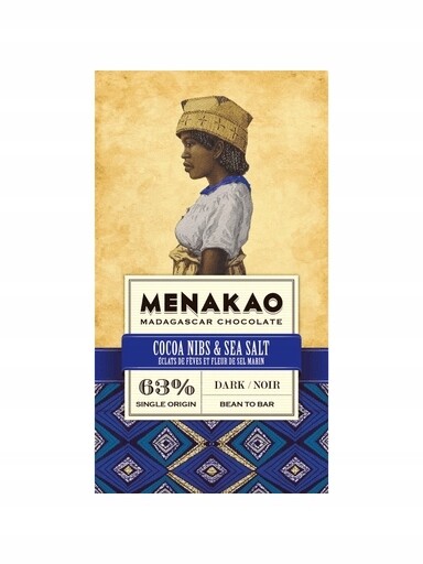 2x Menakao tmavá čokoláda 63% nibsy/sůl 75 g