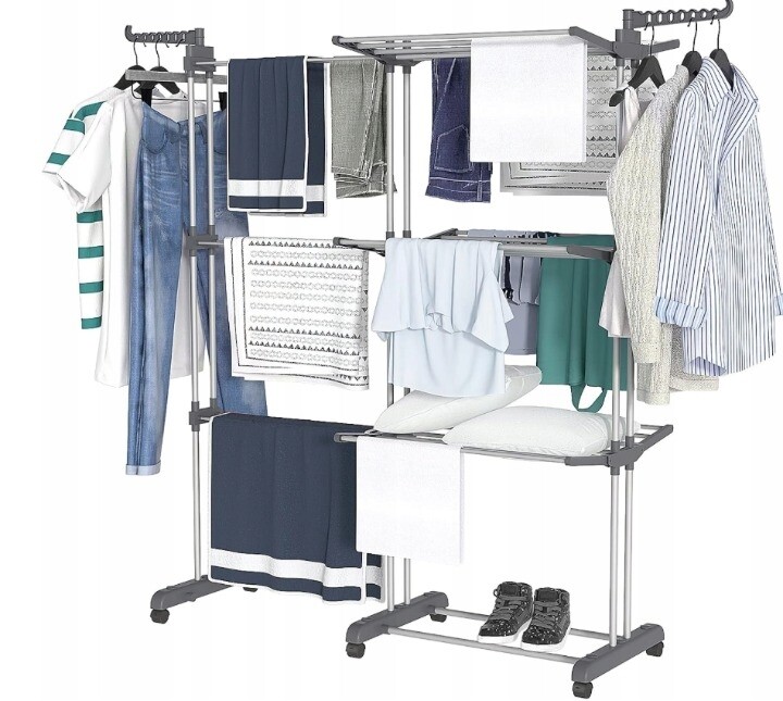 Sušák Na Prádlo Velká XXL 60 Kg Oblečení A Spodní Prádlo Skládací Černá