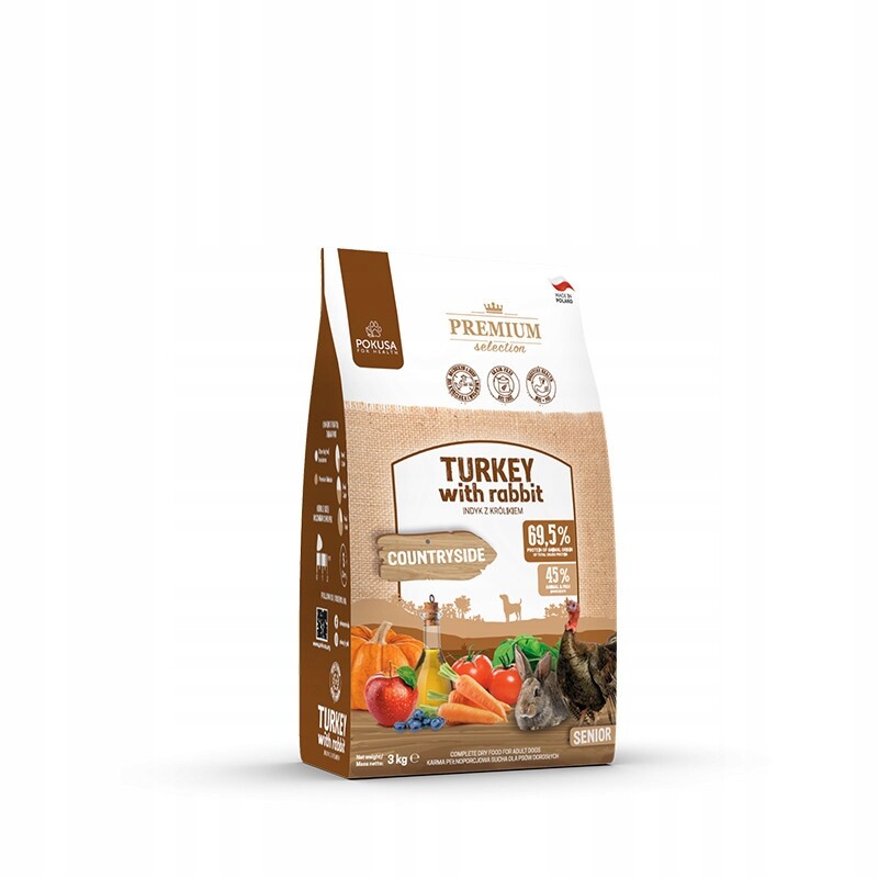 Pokusa Krůta s králíkem 3 kg Krmivo pro seniorské psy