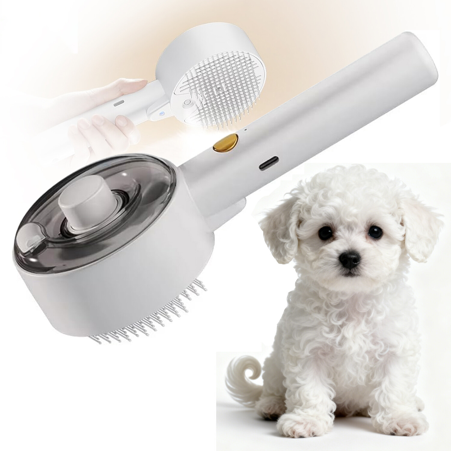 Elektrický kartáč 3v1 pro mazlíčky s rozprašovačem a masáží – Snadná péče o srst pro psy a kočky