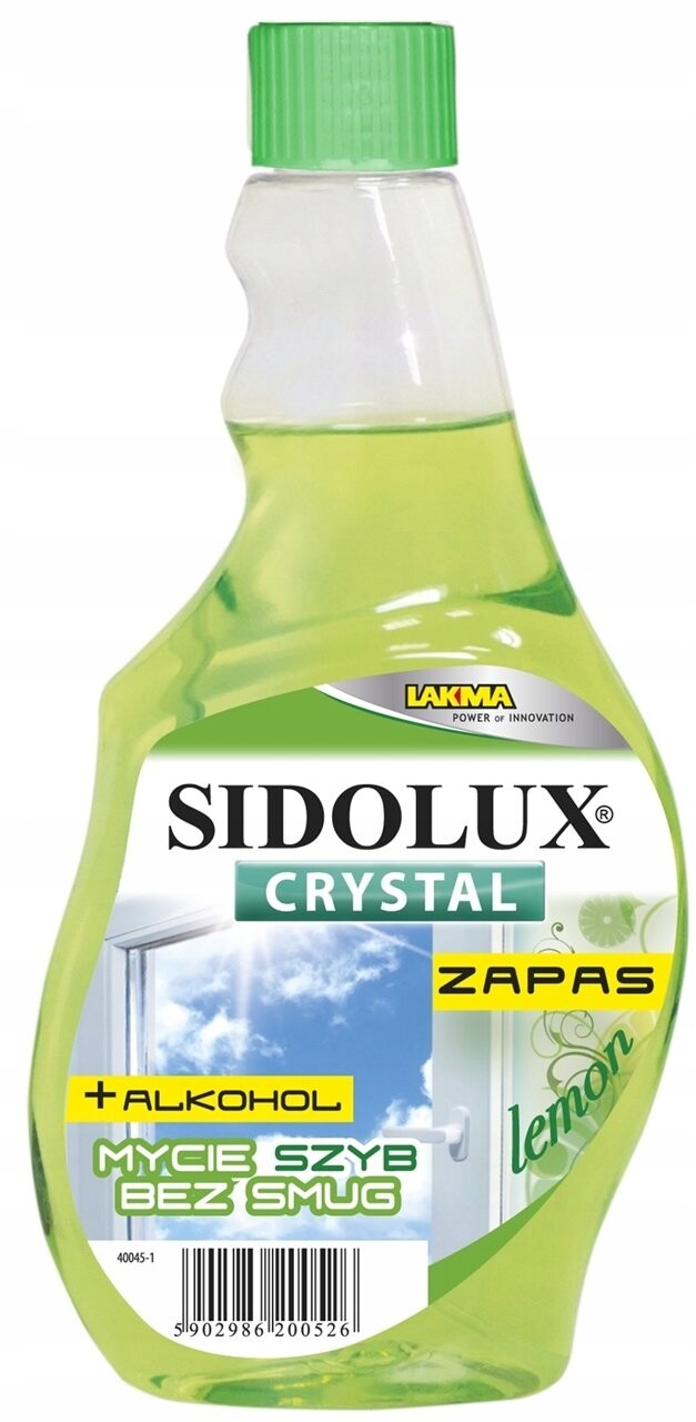 5X Sidolux, Crystal Lemon, Tekutý přípravek na sklo, náhradní náplň, 500 ml