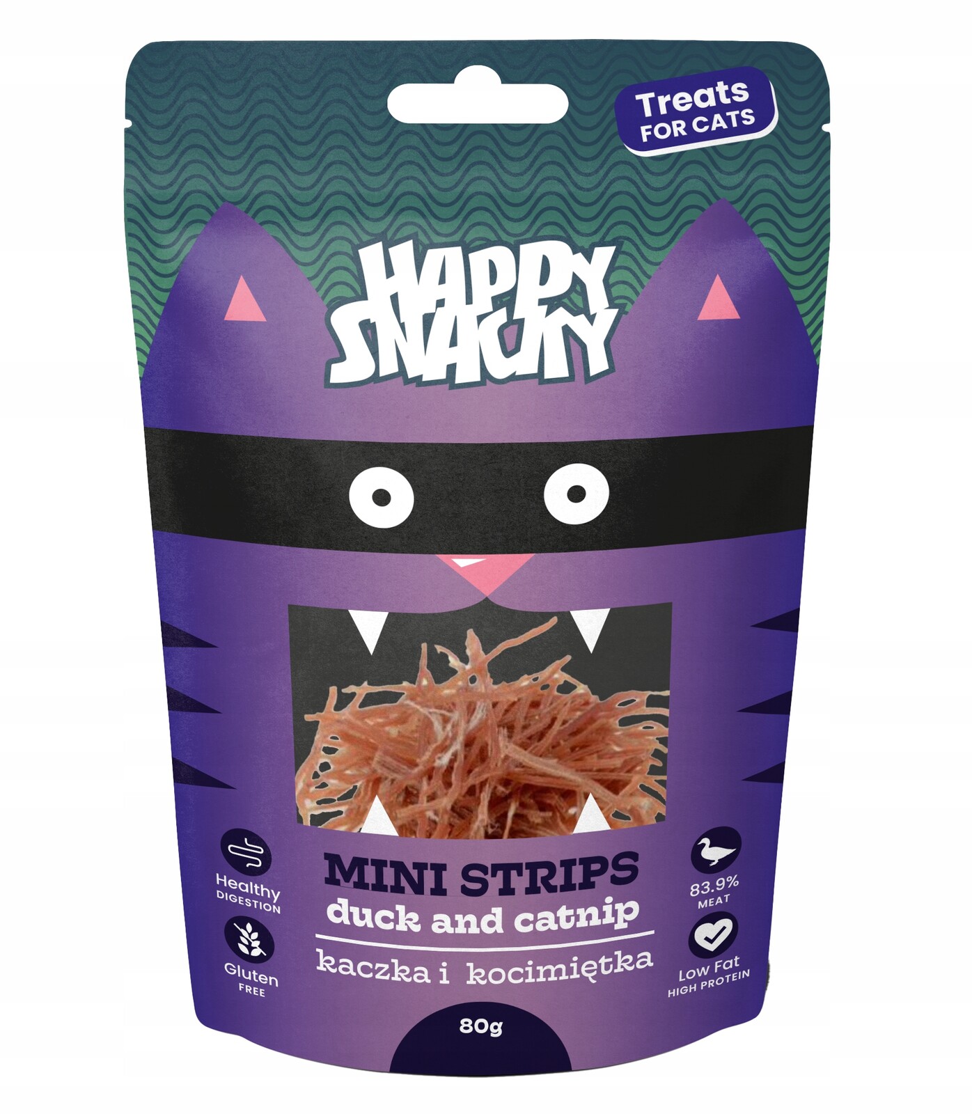 6 x Happy Snacky mini proužky s kachnou a koťátkem 80 g