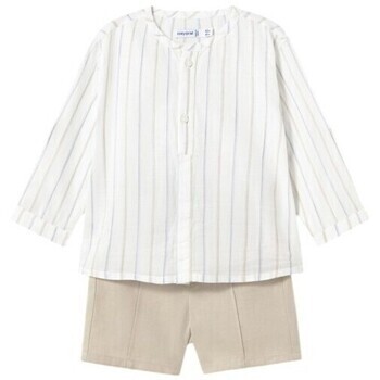 Mayoral  1249 Conjunto bermuda y camisa estampada bebé Beige  Béžová