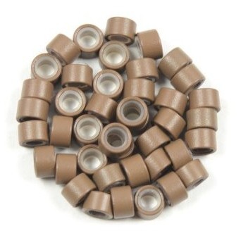 Kroužky micro ring se silikonem Barva: světle hnědá, Množství: 20 ks