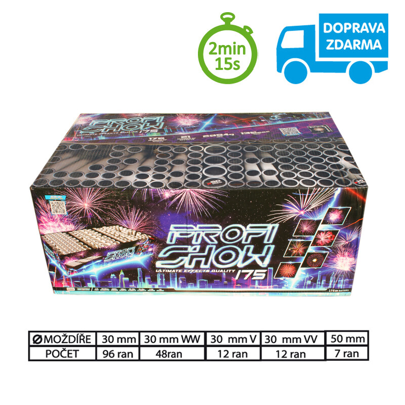 SLOŽENÝ OHŇOSTROJ PROFI SHOW 175 RAN 30 mm+50 mm