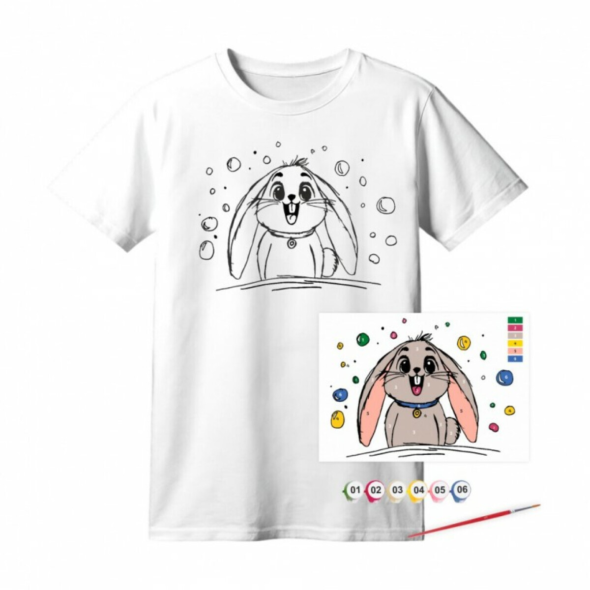 Bavlněné tričko s motivem pro pomalování – Funny Bunny