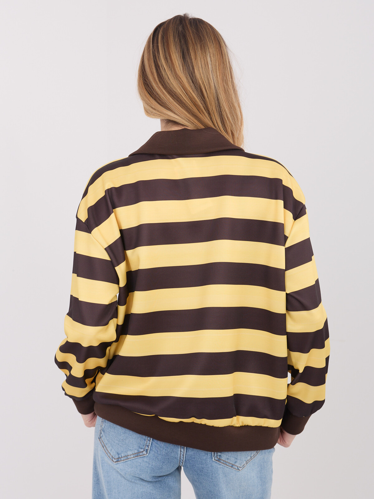 Žluto-hnědá pruhovaná halenka