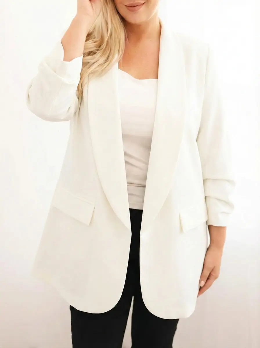 Elegantní plus size dámský blejzr ecru