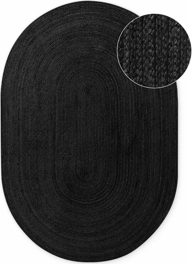Černý oboustranný/ručně tkaný jutový koberec 160x230 cm Braided – Hanse Home