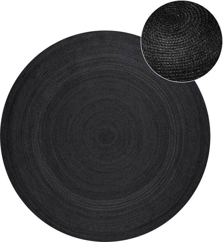 Černý oboustranný/ručně tkaný jutový kulatý koberec ø 140 cm Braided – Hanse Home